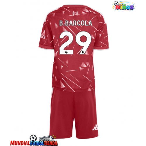 Camiseta Liverpool Bradley Barcola #29 Primera Equipación Replica 2026-27 para niños mangas cortas (+ Pantalones cortos)